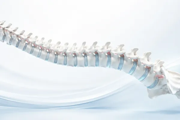 Modelo anatómico 3D de columna vertebral con discos intervertebrales, referencia del enfoque neurorreflexivo en Las Condes
