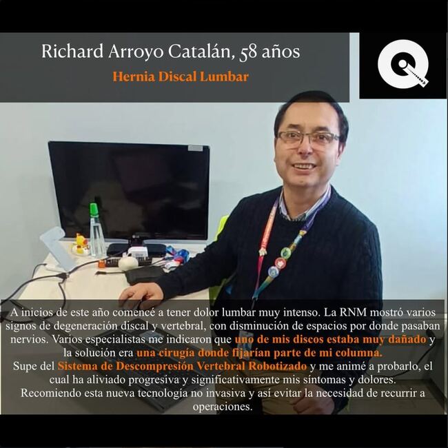 Testimonio de Richard Arroyo Catalán, 58 — hernia discal lumbar